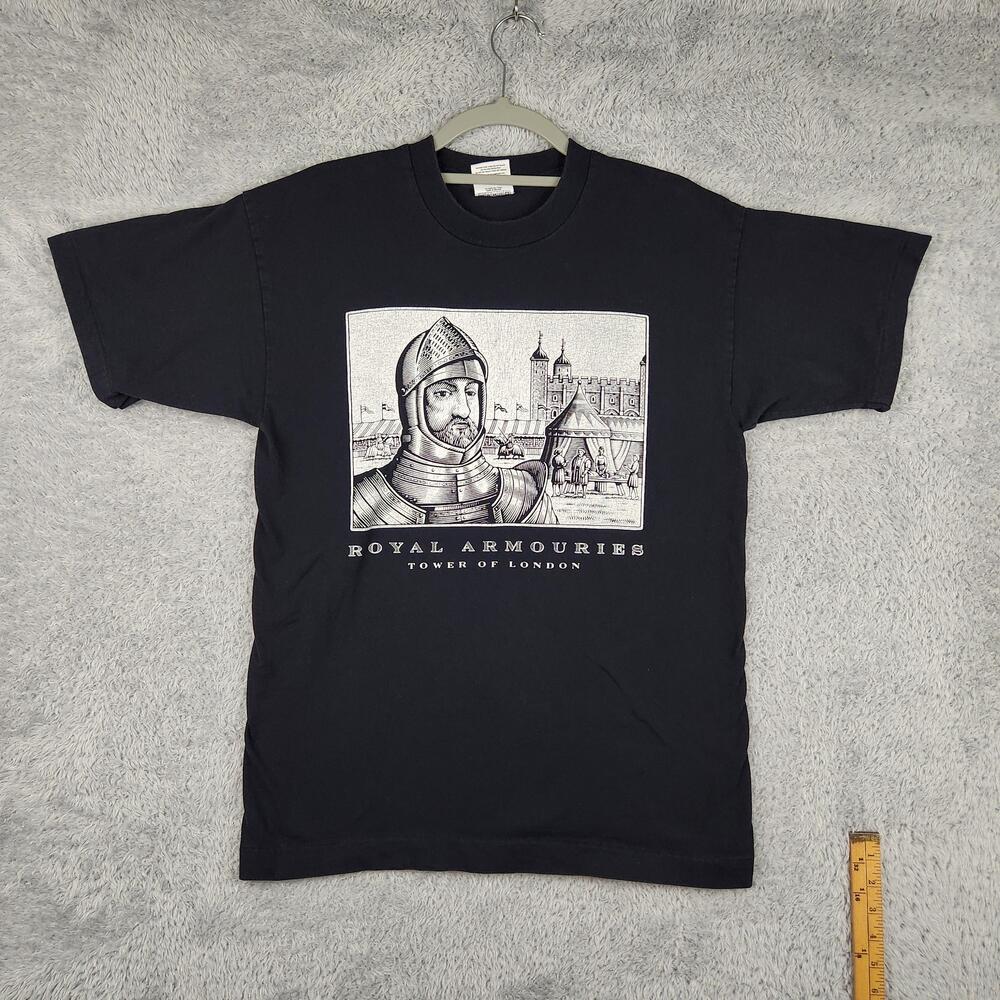 Vintage Royal Armouries Shirt Mens Medium Black Tower Of London Knight Graphic